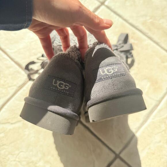 UGG Australia Mahalya Grey Tall Knit Sweater Pull On Sock Boots Size 7 NWOT - Picture 3 of 7